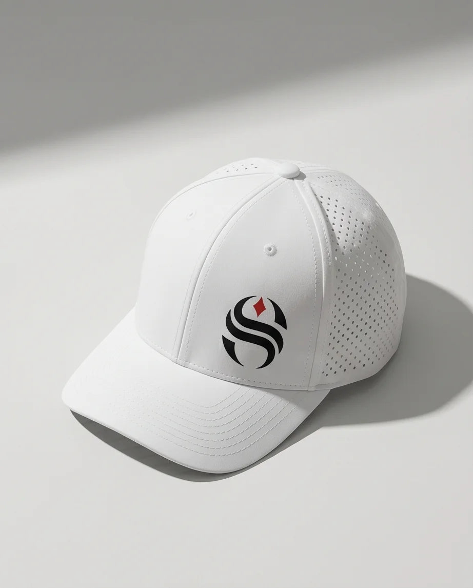 White Laser-Perforated Performance Cap