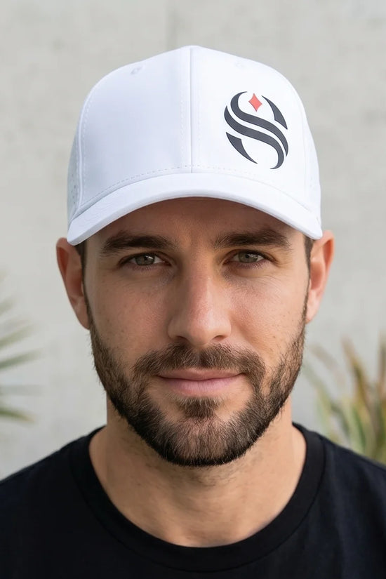 White Laser-Perforated Performance Cap