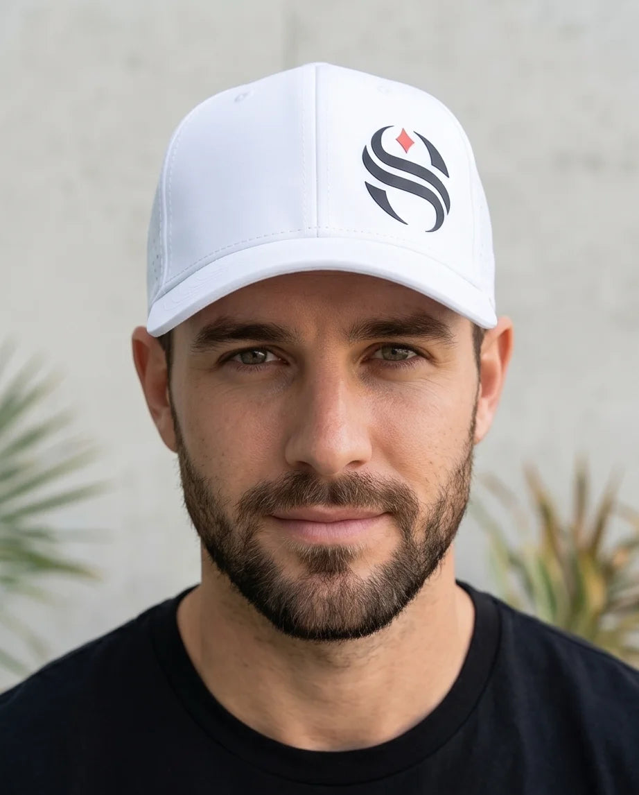 White Laser-Perforated Performance Cap
