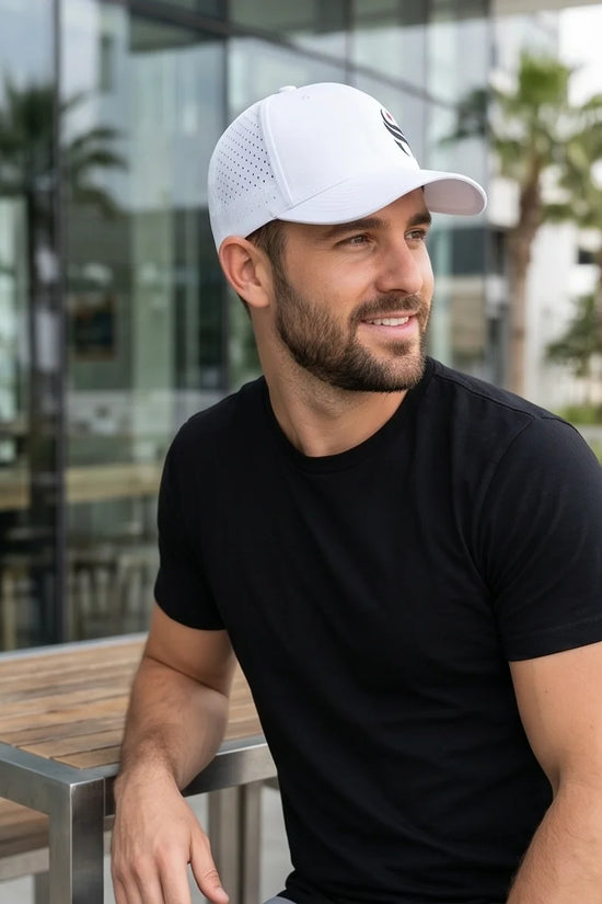 White Laser-Perforated Performance Cap