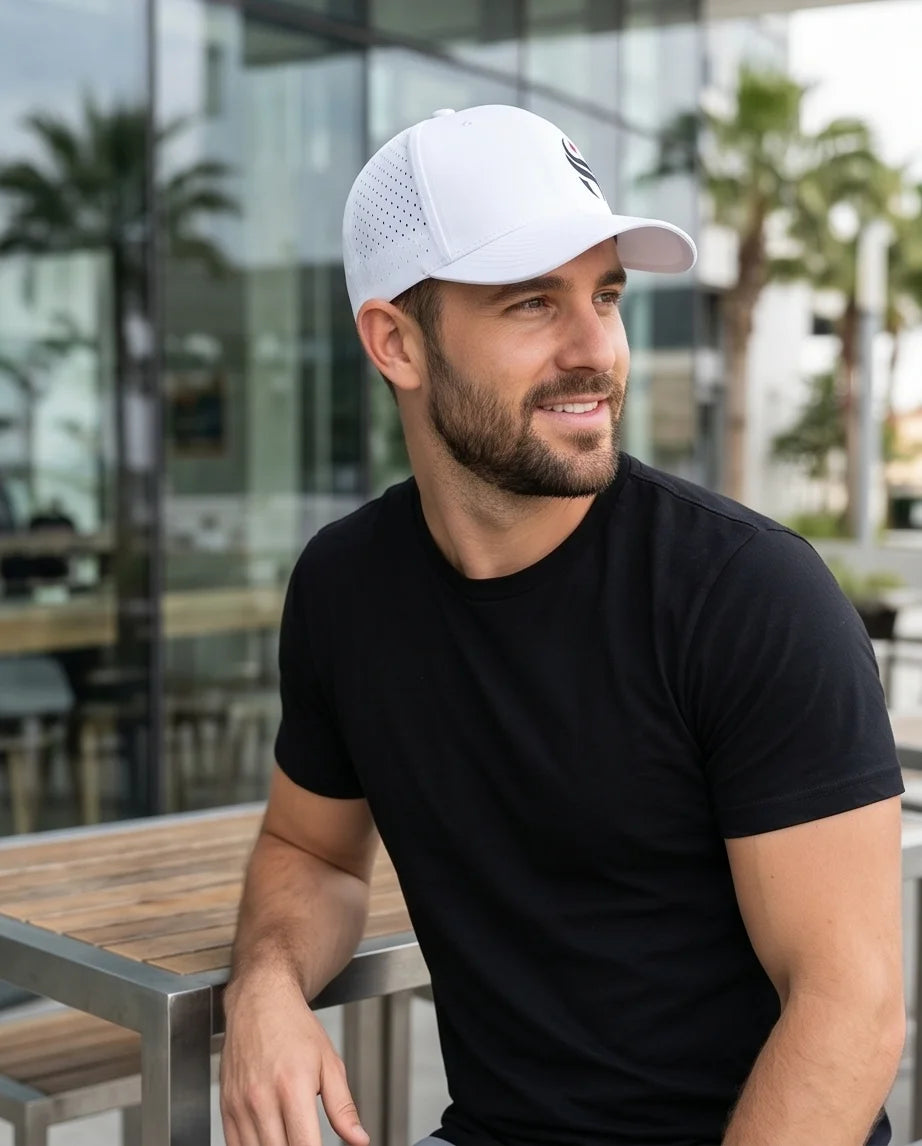 White Laser-Perforated Performance Cap