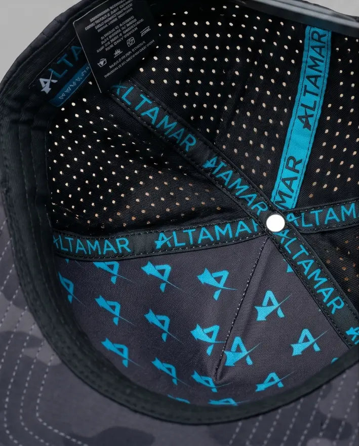 Stealth Black Camo Performance Cap – 3D "A" Emblem