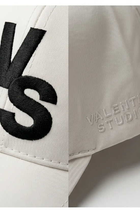 "VS" Monogram Luxury Baseball Cap – Cream & Matte Black