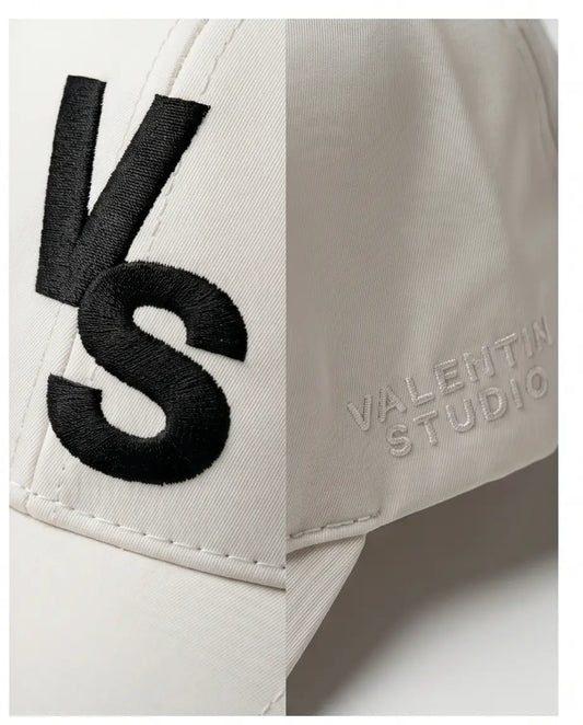 "VS" Monogram Luxury Baseball Cap – Cream & Matte Black