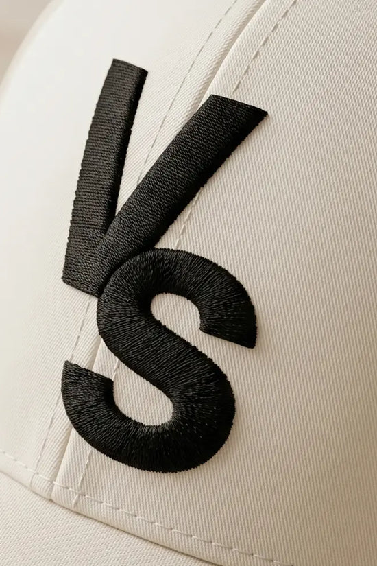 "VS" Monogram Luxury Baseball Cap – Cream & Matte Black
