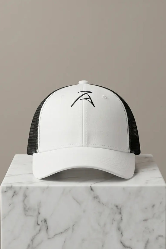 Active Trukfit Minimalist Trucker Hat – White & Jet Black