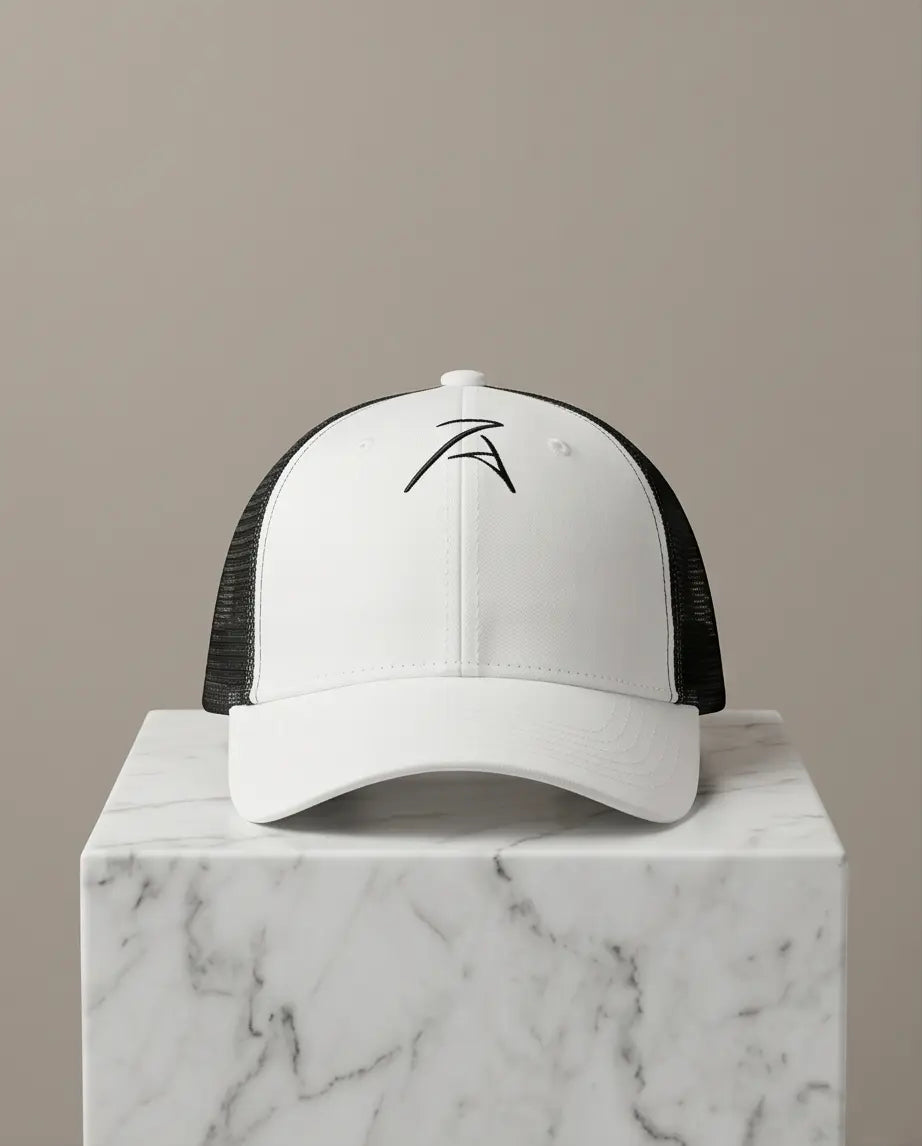 Active Trukfit Minimalist Trucker Hat – White & Jet Black