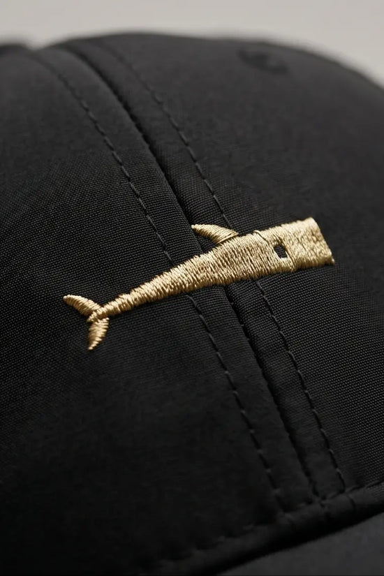 Premium Black Mesh Snapback with Gold Fish Embroidery