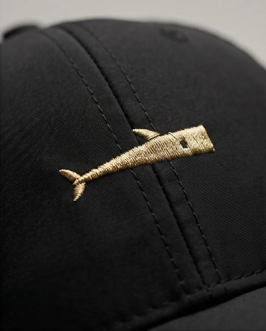 Premium Black Mesh Snapback with Gold Fish Embroidery