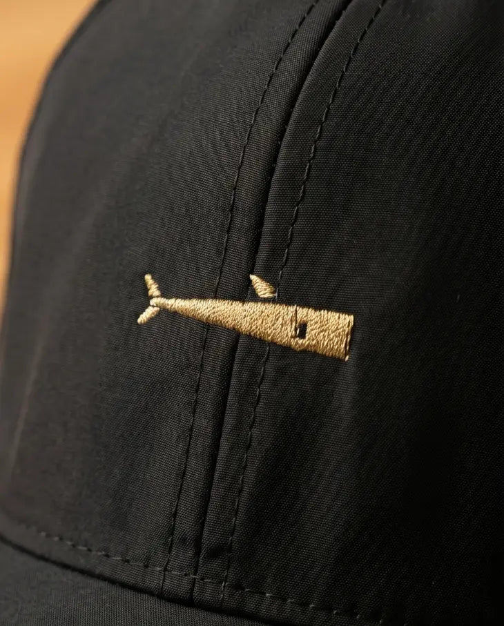 Premium Black Mesh Snapback with Gold Fish Embroidery
