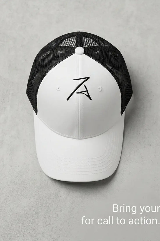 Active Trukfit Minimalist Trucker Hat – White & Jet Black