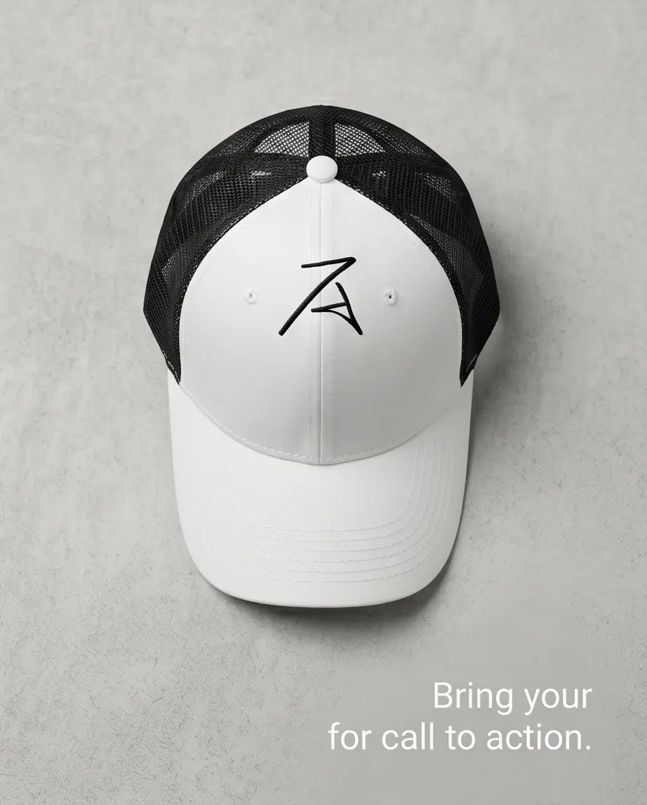 Active Trukfit Minimalist Trucker Hat – White & Jet Black