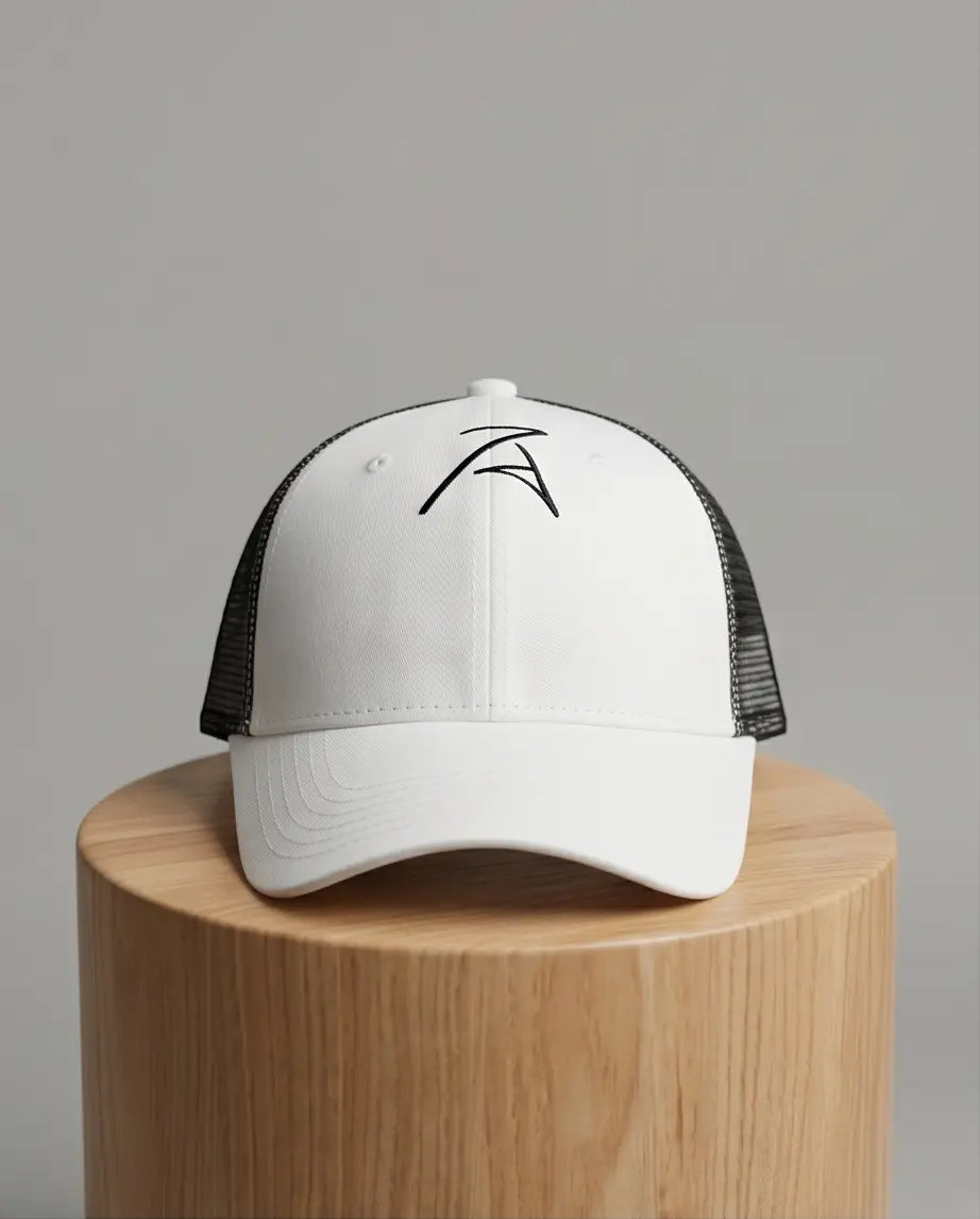 Active Trukfit Minimalist Trucker Hat – White & Jet Black