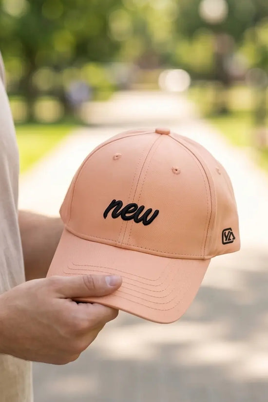 Minimalist "new" Cursive Baseball Cap – Soft Peach Saumon