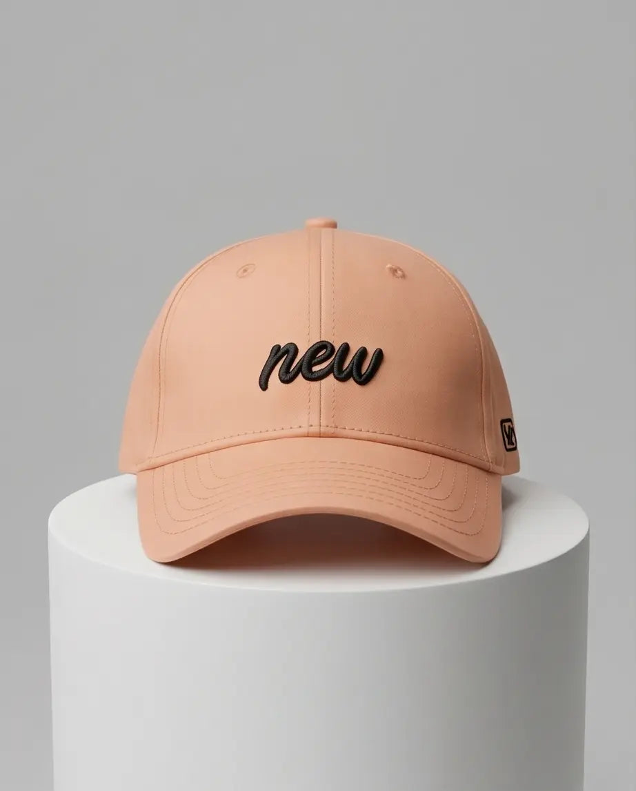 Minimalist "new" Cursive Baseball Cap – Soft Peach Saumon
