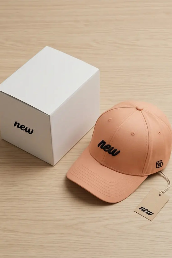 Minimalist "new" Cursive Baseball Cap – Soft Peach Saumon