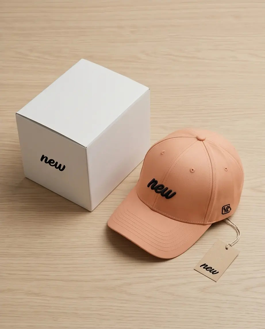 Minimalist "new" Cursive Baseball Cap – Soft Peach Saumon