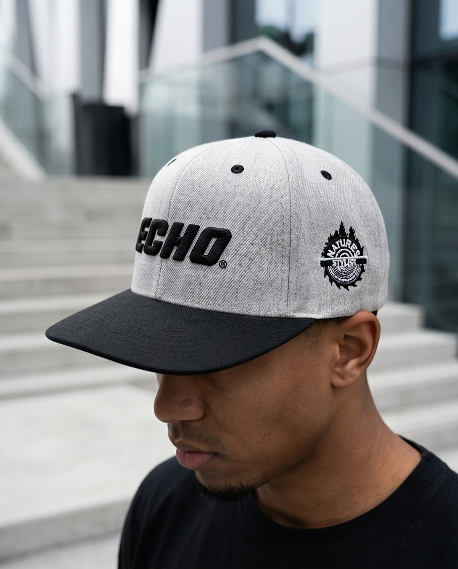 ECHO Gray and Black Snapback Cap