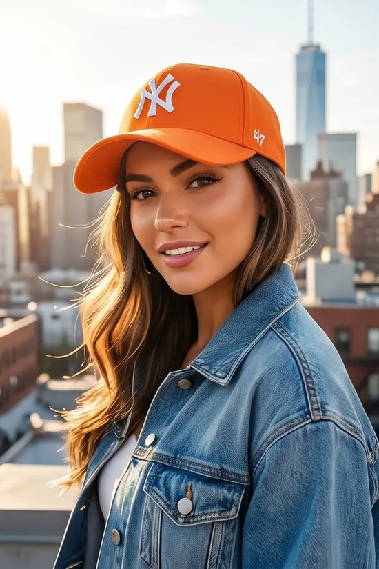 NY Classic Monogram Baseball Cap – Vibrant Neon Orange