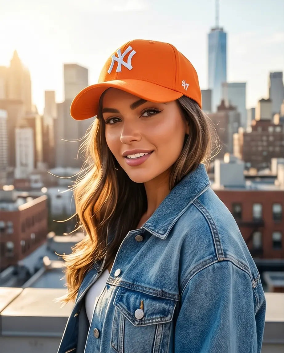 NY Classic Monogram Baseball Cap – Vibrant Neon Orange