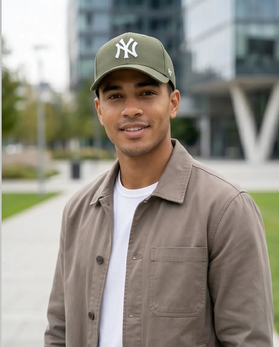 NY Classic Monogram Baseball Cap – Olive Green & Off-White