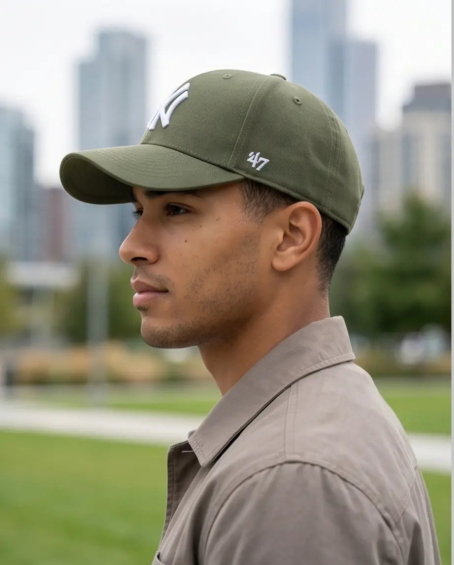 NY Classic Monogram Baseball Cap – Olive Green & Off-White