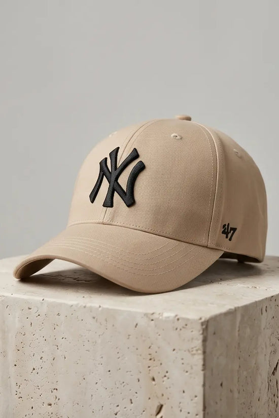 NY Classic Monogram Baseball Cap – Warm Khaki Beige