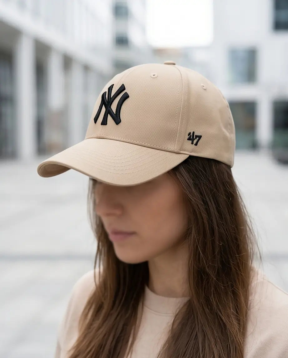 NY Classic Monogram Baseball Cap – Warm Khaki Beige