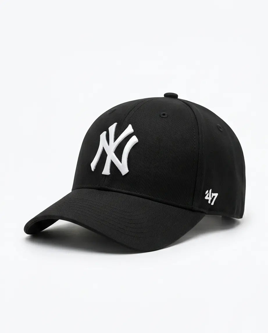 NY Classic Monogram Baseball Cap – Triple Black & Crisp White