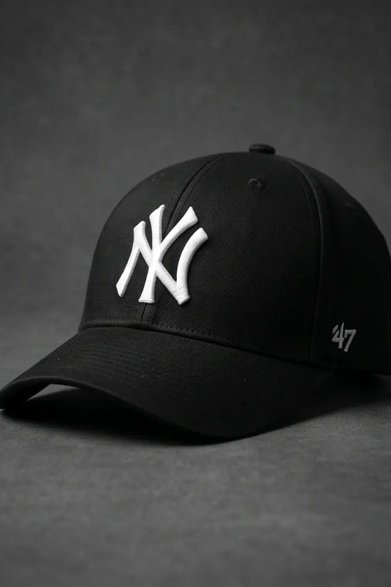 NY Classic Monogram Baseball Cap – Triple Black & Crisp White