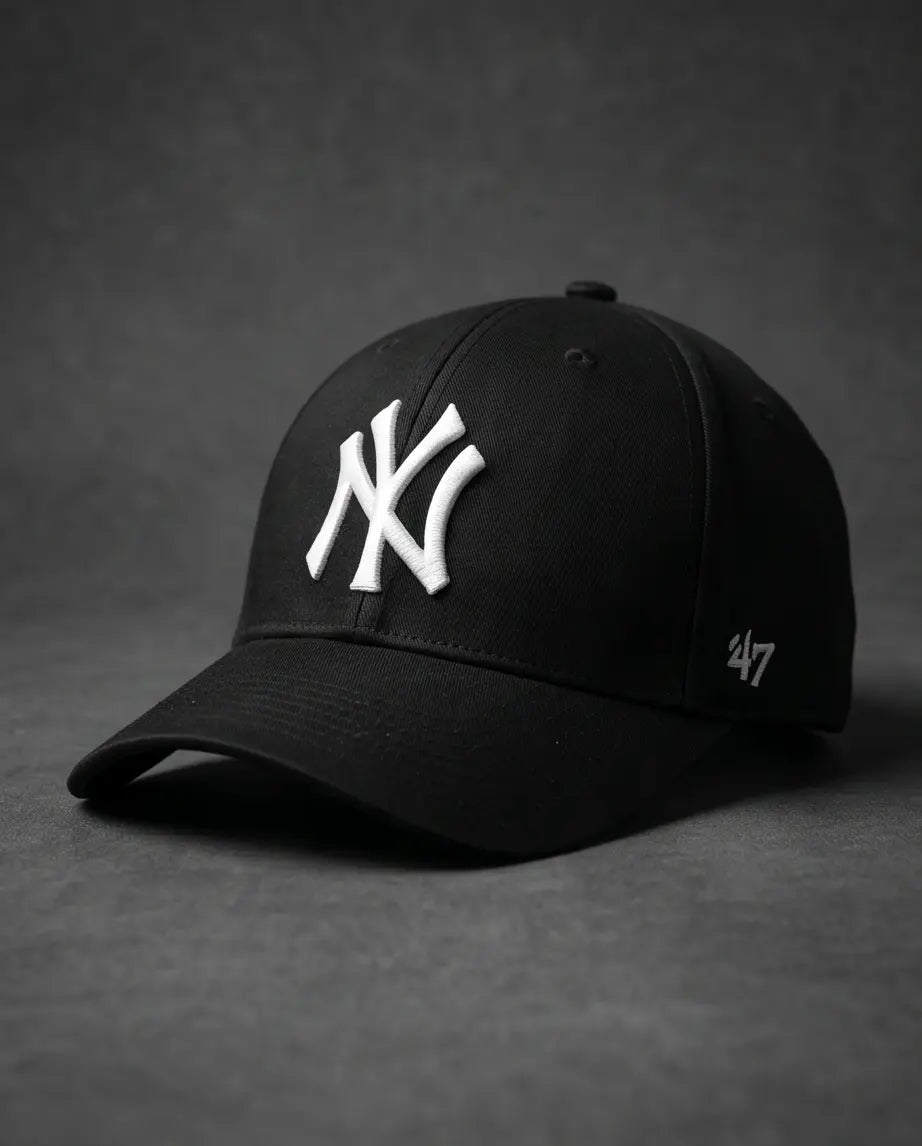 NY Classic Monogram Baseball Cap – Triple Black & Crisp White