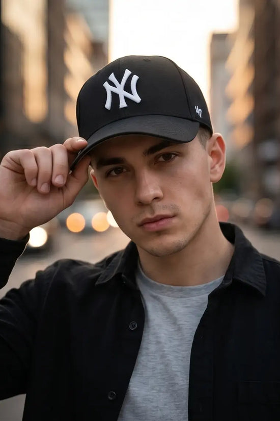 NY Classic Monogram Baseball Cap – Triple Black & Crisp White