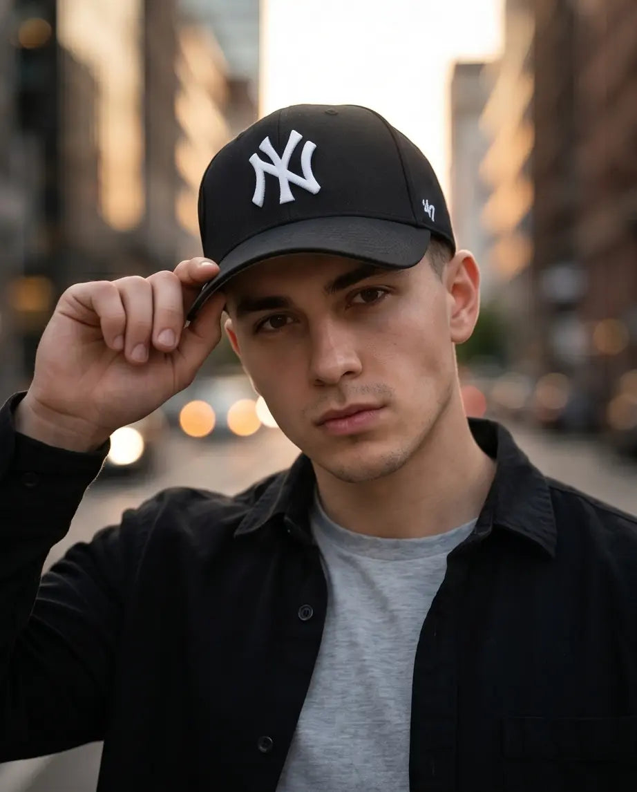 NY Classic Monogram Baseball Cap – Triple Black & Crisp White