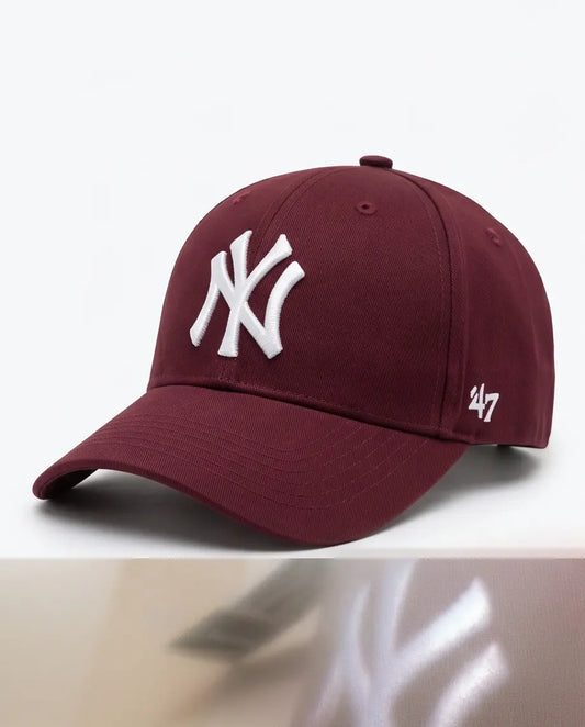 NY Classic Monogram Baseball Cap – Deep Burgundy Red