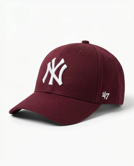 NY Classic Monogram Baseball Cap – Deep Burgundy Red