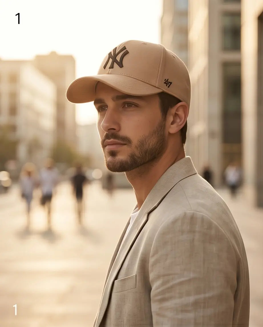 NY Classic Monogram Baseball Cap – Khaki Beige