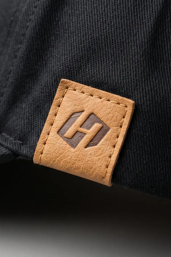 "H" Leather Patch Dad Cap — All Black