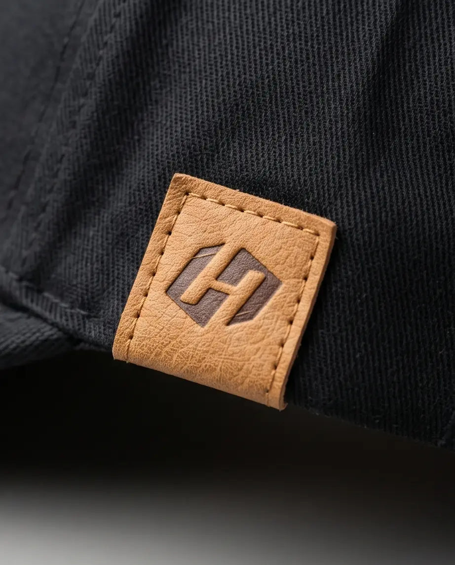 "H" Leather Patch Dad Cap — All Black