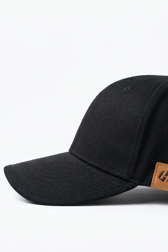 "H" Leather Patch Dad Cap — All Black