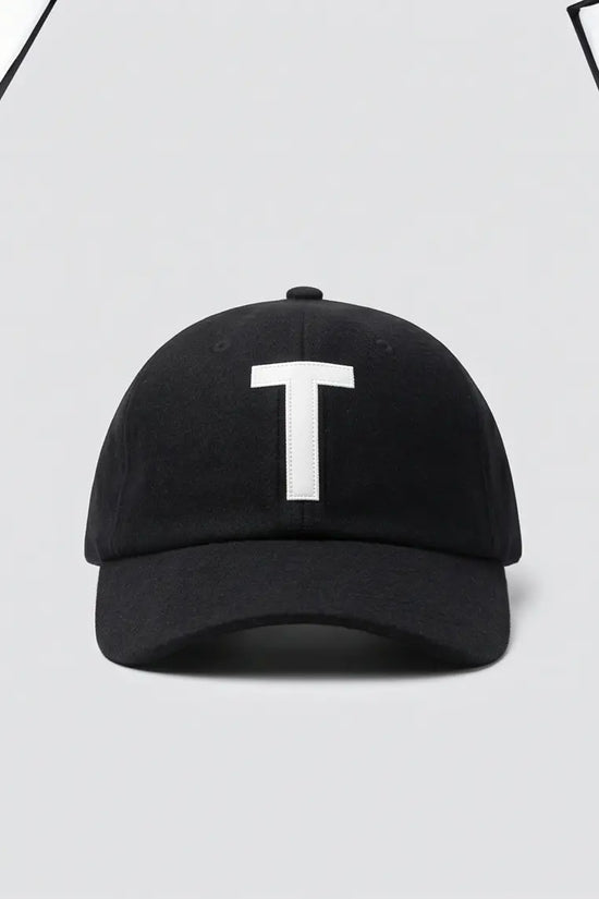 Bold "T" Logo Dad Cap — Black / White