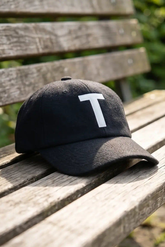 Bold "T" Logo Dad Cap — Black / White