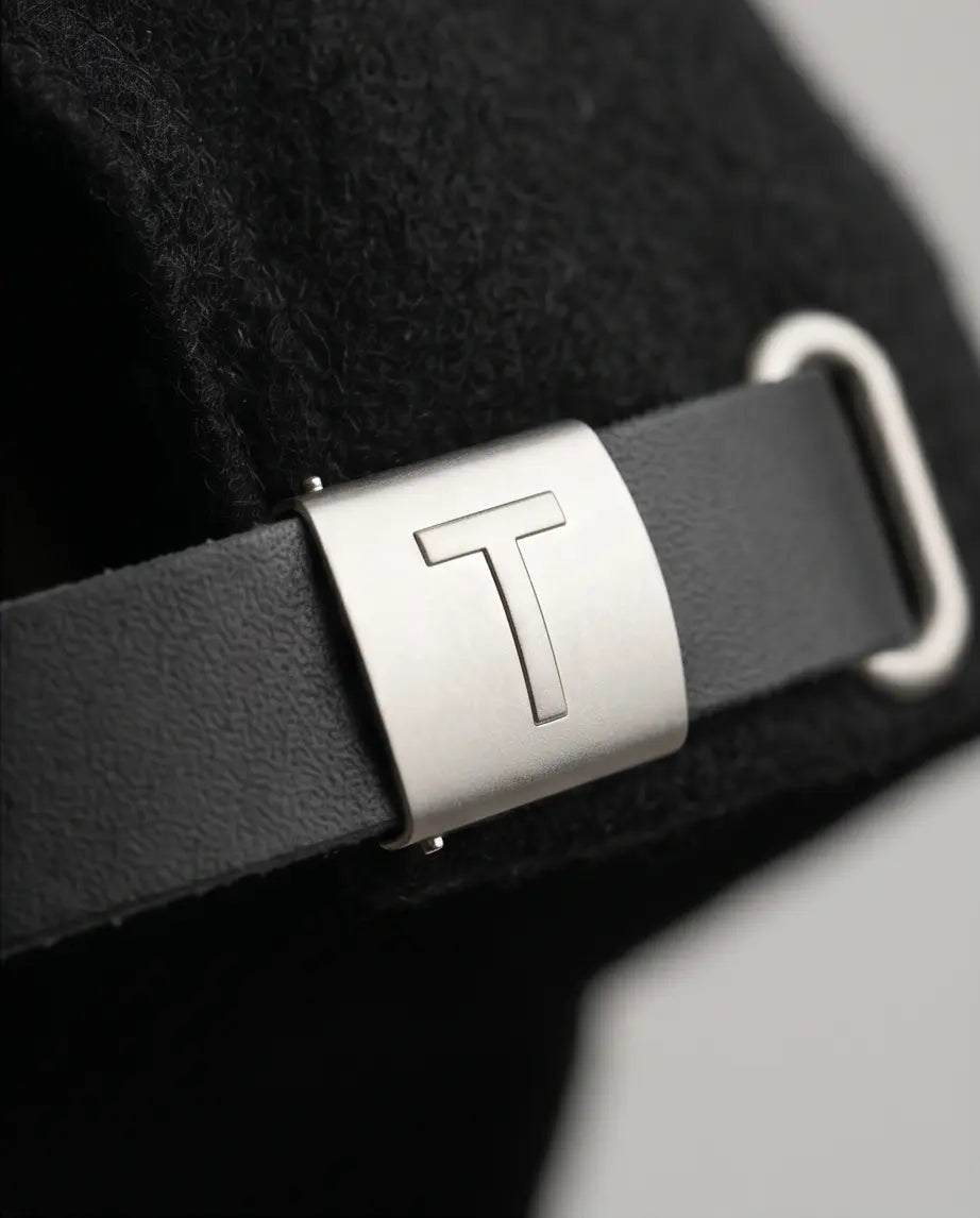 Bold "T" Logo Dad Cap — Black / White