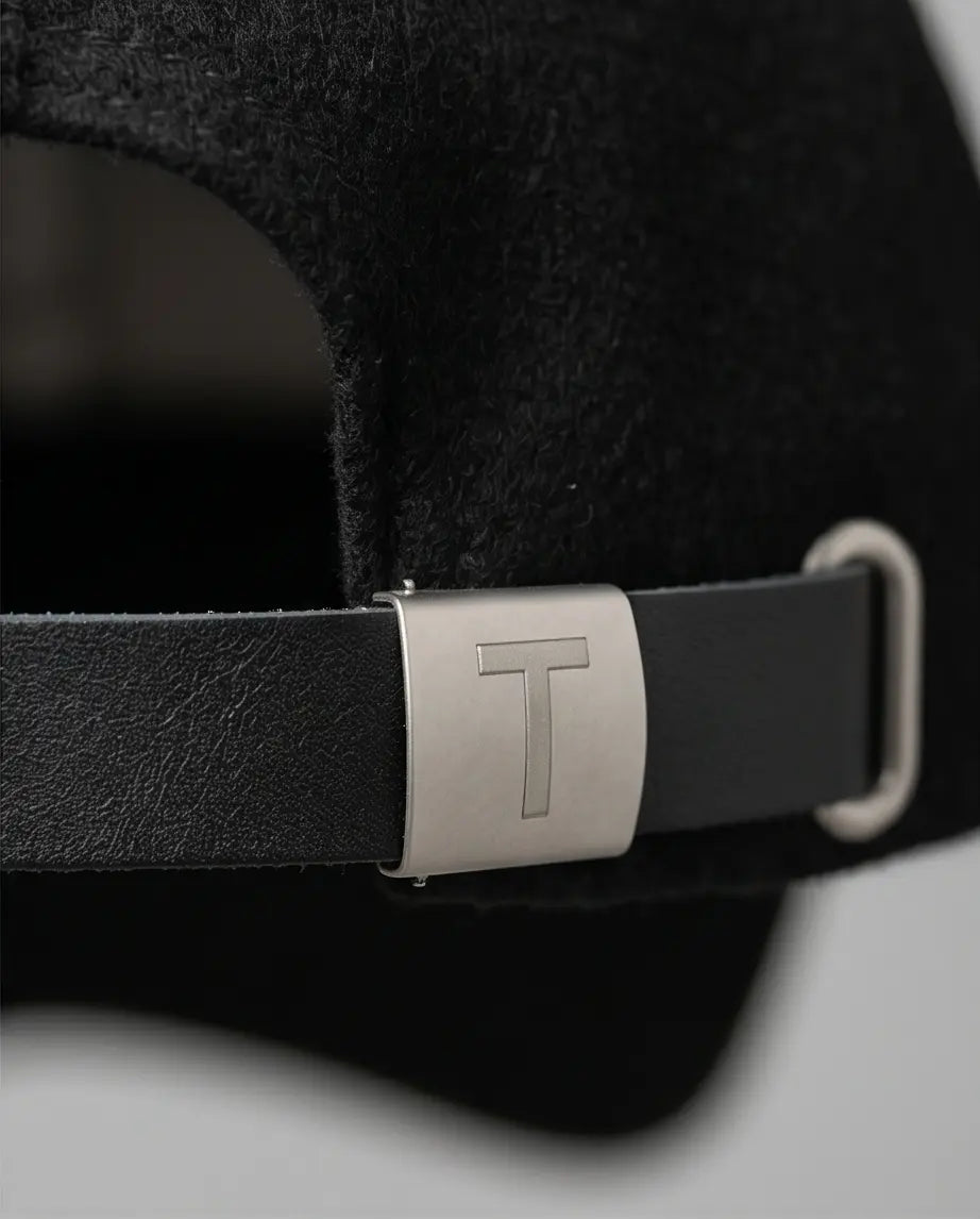 Bold "T" Logo Dad Cap — Black / White