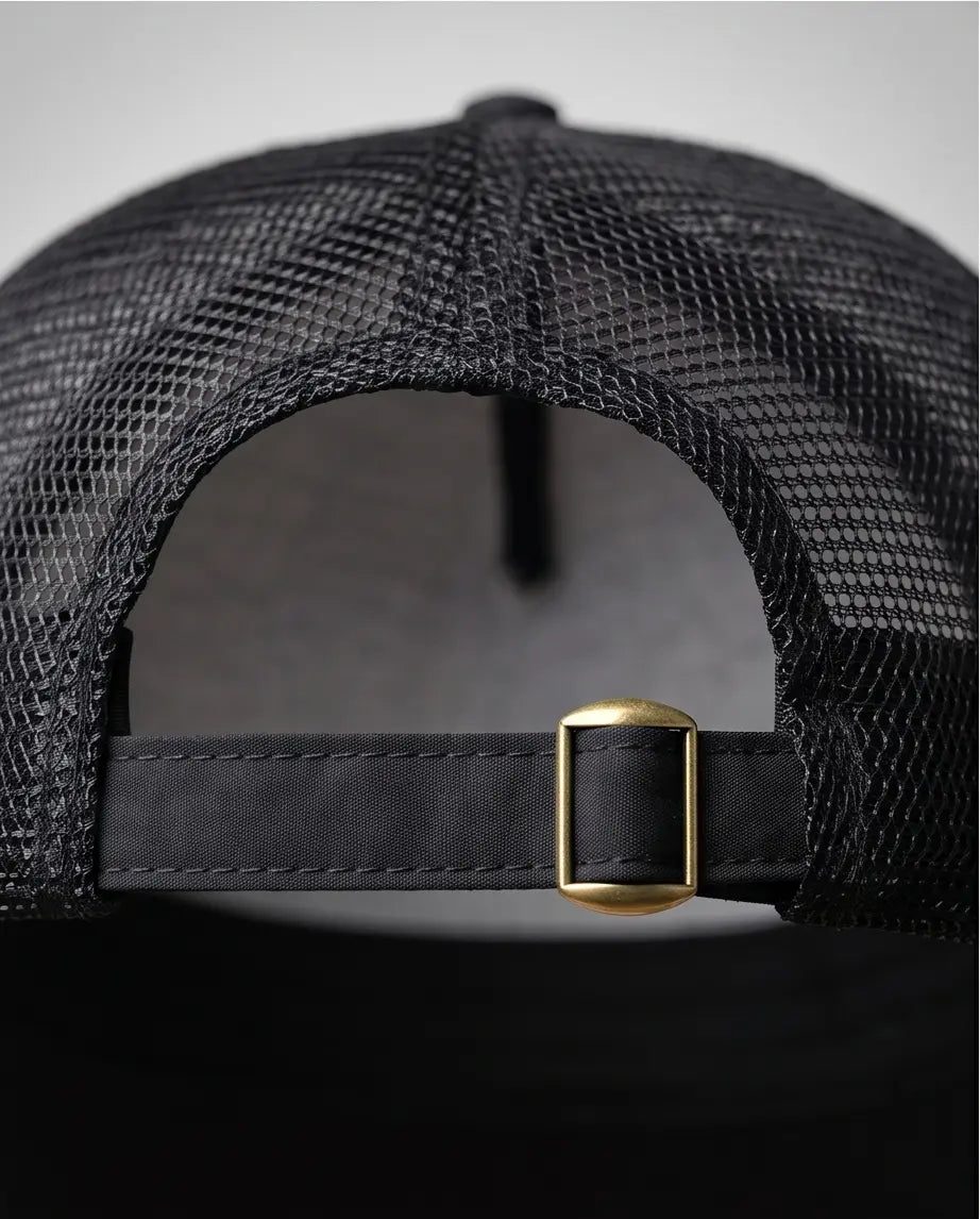 Gothic Wolf Embroidered Trucker Cap — All Black