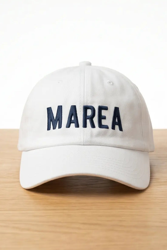 Marea Bold Logo Dad Cap — White / Navy