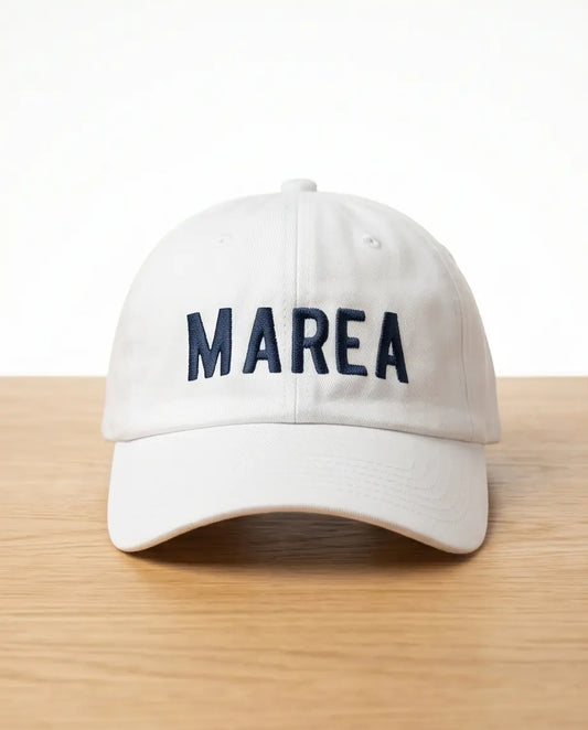 Marea Bold Logo Dad Cap — White / Navy