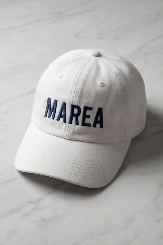 Marea Bold Logo Dad Cap — White / Navy