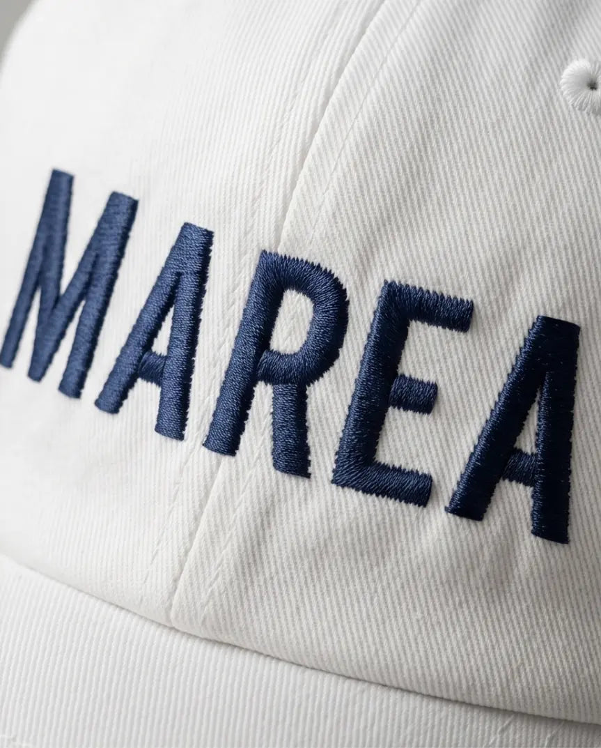 Marea Bold Logo Dad Cap — White / Navy