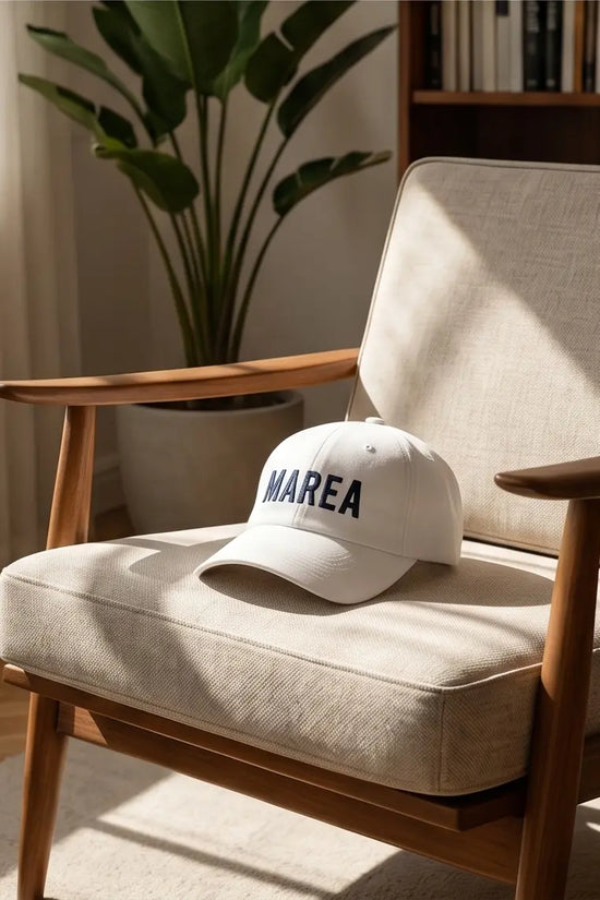 Marea Bold Logo Dad Cap — White / Navy