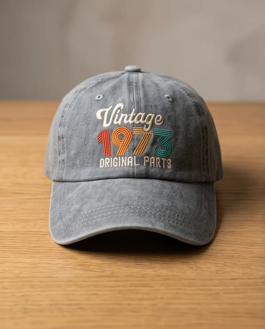 Vintage 1973 Original Parts Embroidered Cap — Washed Denim